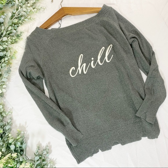 Chill embroidered boat neck cutout sweater - Picture 3 of 10